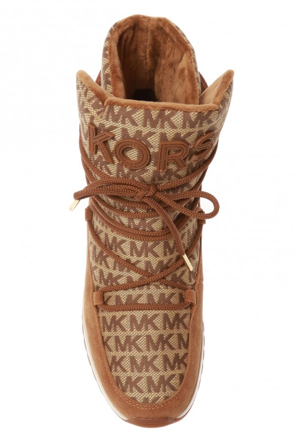 michael michael kors cassia metallic nylon and leather boot